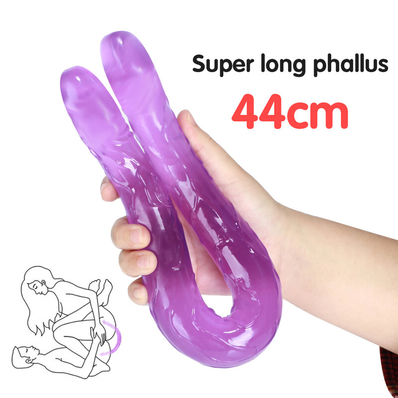 Realistic Dick Toy Sex Toys Double Head Soft Silicone Vagina Anal Masturbator Gay Lesbian Sex Toys For Woman