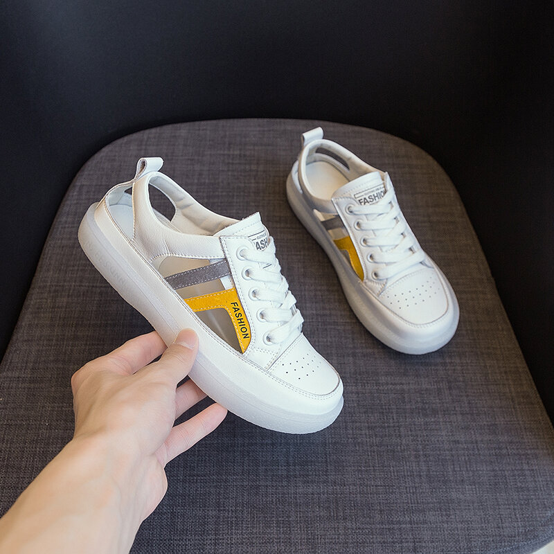 AIYUQI Sneakers buty damskie 2021 letnie nowe oryginalne skórzane buty dziura dziewczyny Hollow płaskie buty pielęgniarskie damskie mokasyny