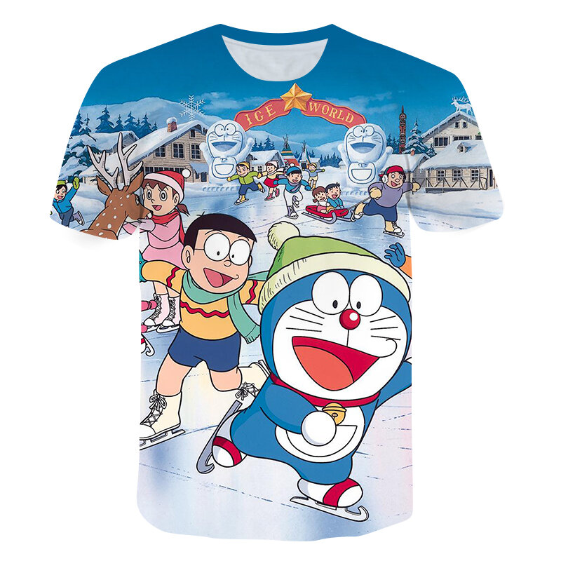 Camiseta de manga corta con cuello redondo para niños, camiseta de verano con estampado de gato y Anime japonés, 4T-14, 2021