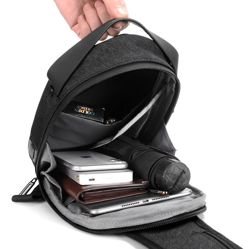 Grand sac à bandoulière multifonction Anti-vol 3D pour hommes, sacoche de poitrine étanche avec chargeur USB