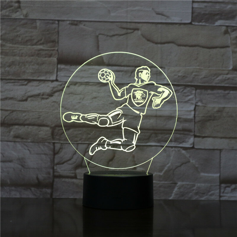 Handball – Lampe Led 3D avec Base tactile, 7 couleurs, veilleuse de Table, idéale pour la chambre d'un bébé, idéale pour les Fans de Sport, cadeau idéal pour les enfants, 1955