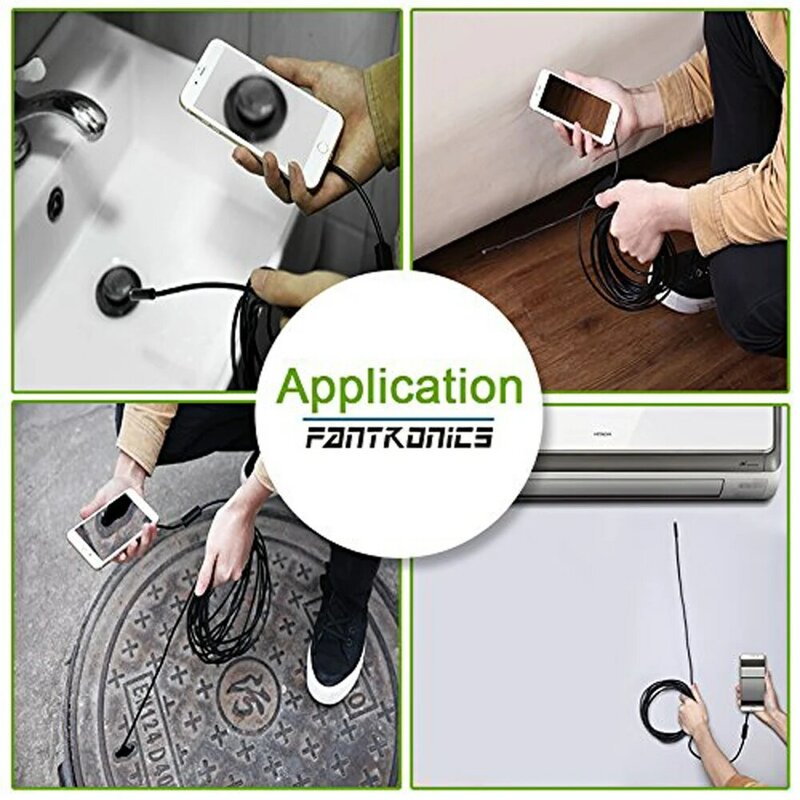 Cámara endoscópica de USB-C, boroscopio de inspección con cable suave USB, 1200P, 8mm, 1M, 2M, 5M, para teléfono inteligente Android y Windows