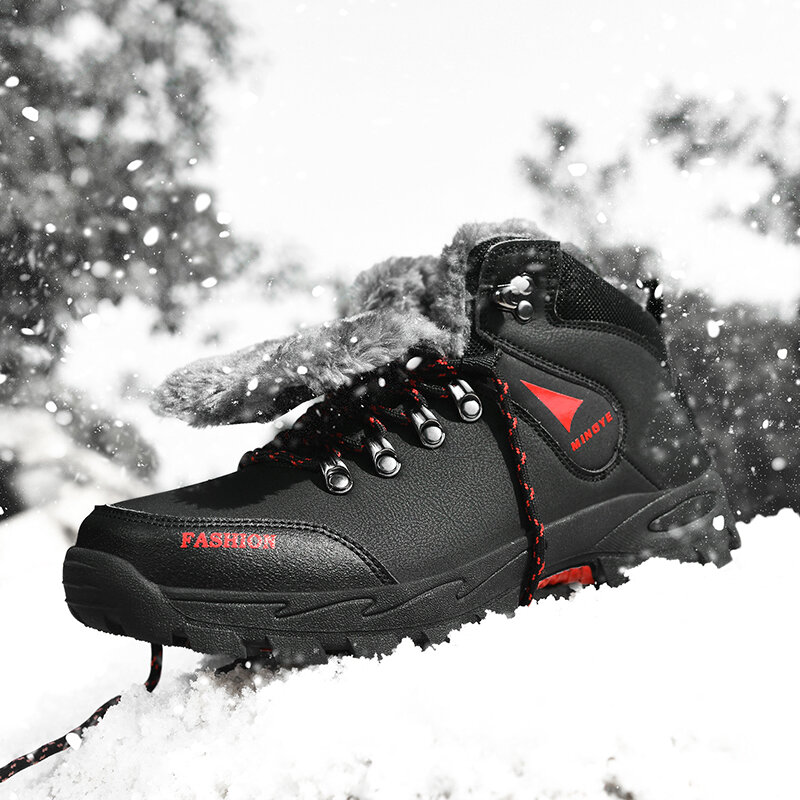 Botas – chaussures de randonnée imperméables en fourrure pour Homme, bottes chaudes de marche en plein air, grande taille 47, hiver