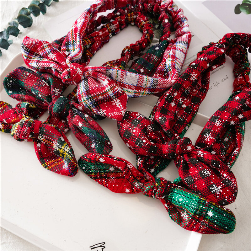 2021 weihnachten Geschenk Mädchen Frohe Weihnachten Decor Stirnband Weihnachten Ornament Neue Jahr Natal Glücklich Weihnachten Grid Stirnband für Hause