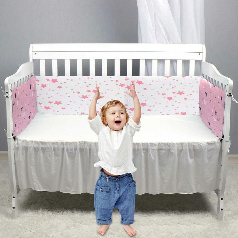 เด็ก Crib Liner Breathable ผ้าฝ้าย Thicken Crib Side สำหรับเก็บทารกปลอดภัยกันชนป้องกันกันชน Protector หมอนผ้าปูที่นอน