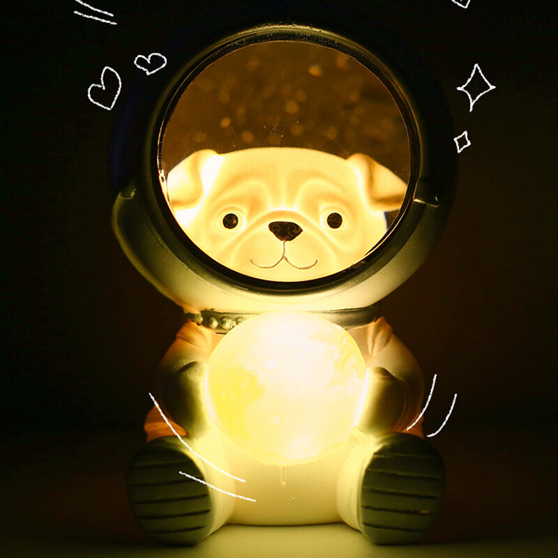 크리 에이 티브 귀여운 갤럭시 가디언 애완 동물 우주 비행사 야간 조명 성격 침실 장식 조명 스타 라이트 키즈 장난감 생일 선물