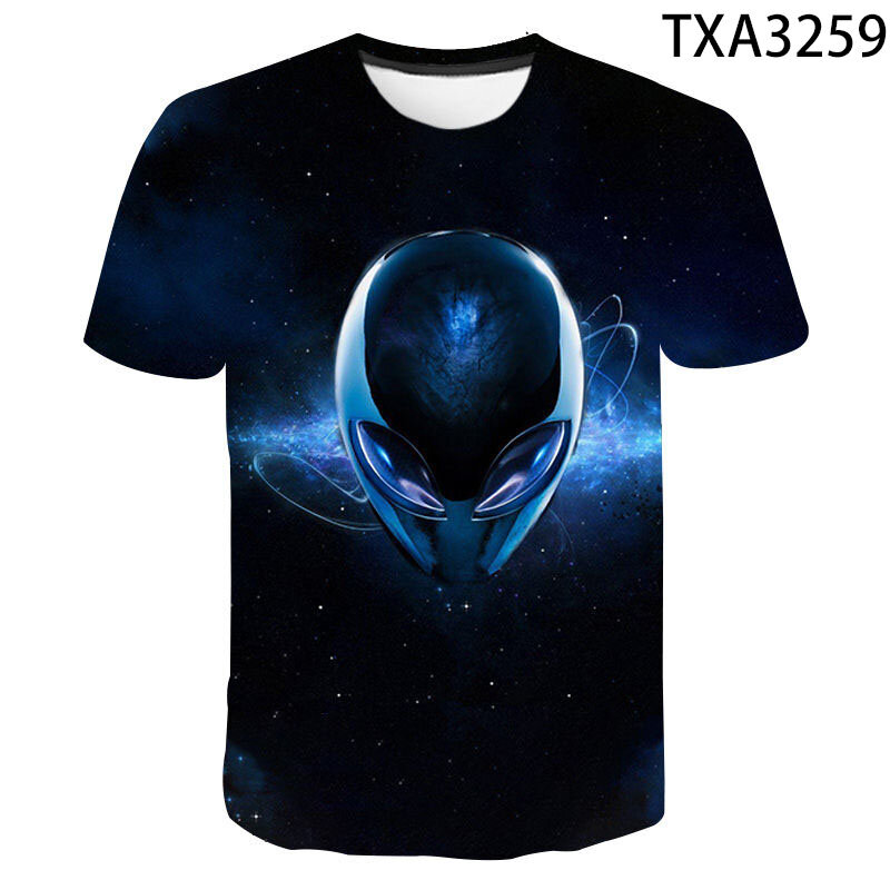 T-shirt à manches courtes pour hommes, femmes et enfants, avec Alien UFO 3D imprimé, Cool, à la mode, pour garçons et filles, été, 2021