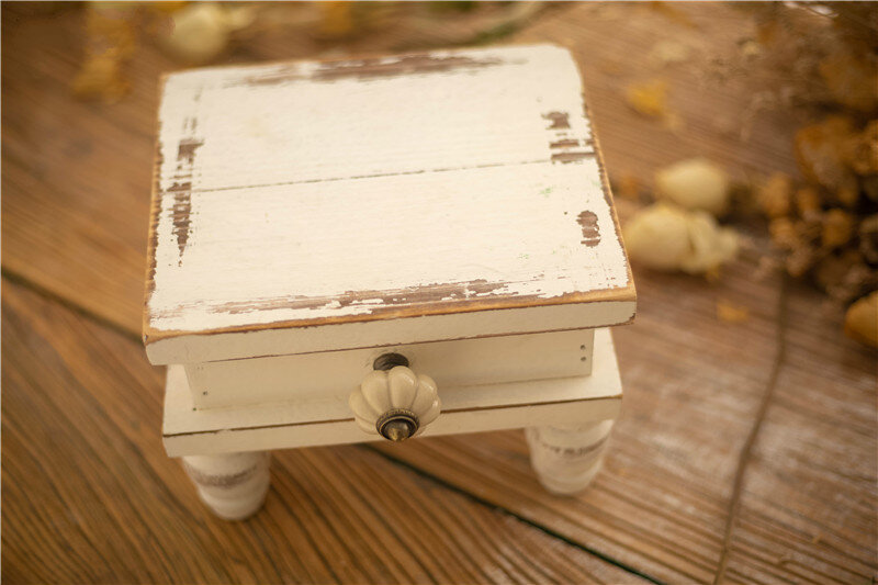 Newborn Photography Props Furniture Baby White Wooden Mini Vintage Table Studio Shoots Accessories