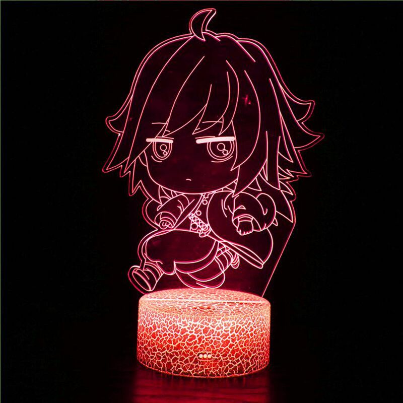 3D Night Light สำหรับ Anime Demon Blade ตัวอักษร Nezuko Tanjirou Zenitsu Giyuu Inosuke Q Ver. Kimetsu ไม่มี Yaiba ของเล่นวันเกิดของขวัญ