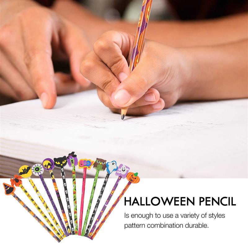 Lápices de dibujo escolar para Halloween para niños, lápices de dibujo y lápiz para escribir (colores aleatorios), 24 Uds.