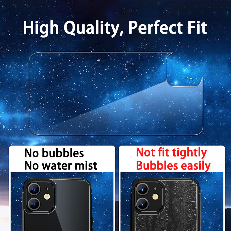 Capa completa 3 em 1 para iphone 12, protetor de tela 12mini 12 pro max, vidro temperado traseiro para iphone 11, filme de lente da câmera kaiqisj