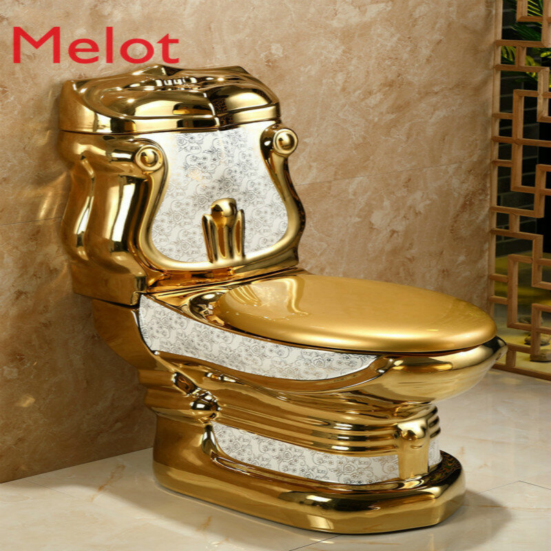 مرحاض ذهبي على الطراز الأوروبي ، مجموعة أدوات المرحاض الإبداعية ، فندق عتيق ، لون ذهبي