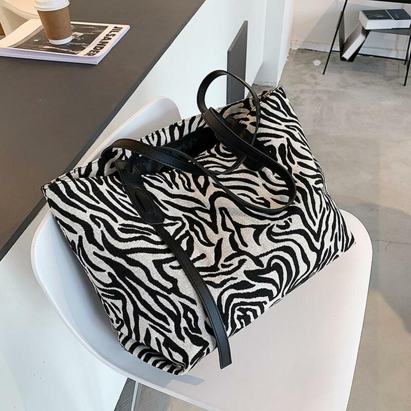 2021ผู้หญิงกระเป๋าสะพาย Retro Leopard Zebra สัตว์พิมพ์กระเป๋าแบบพกพาขนาดใหญ่ความจุกระเป๋าถือหนัง PU Tote กระ...