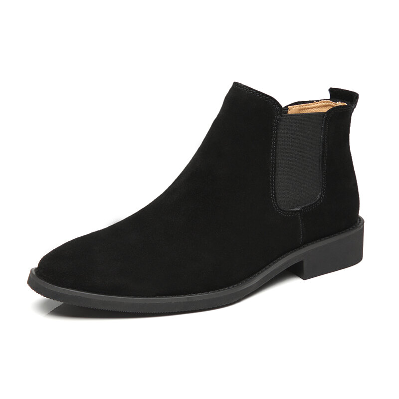 AIYUQI – bottes Chelsea en daim et cuir véritable pour hommes, chaussures montantes, à la mode, pointues, antidérapantes, style britannique, Martin, 36-44