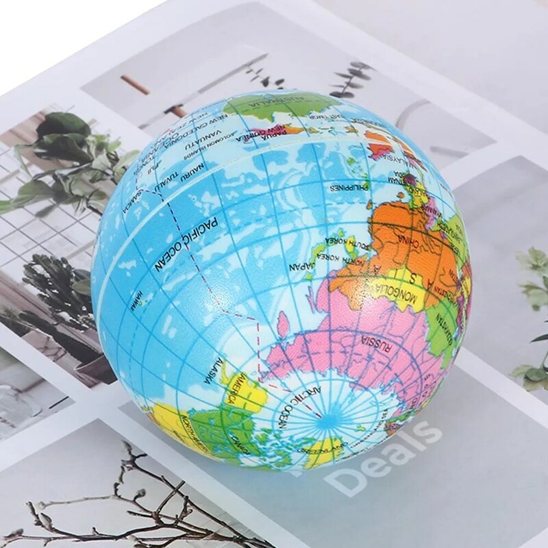1 قطعة أزياء مضحك لينة الأرض خريطة العالم غلوب رغوة الإجهاد الإغاثة نطاط الكرة الجغرافيا خريطة التدريس ضغط الكرة