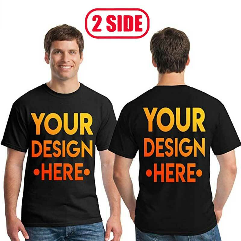T-shirts personalizadas personalizadas do algodão dos homens e das mulheres do costume do logotipo e da imagem de dois lados