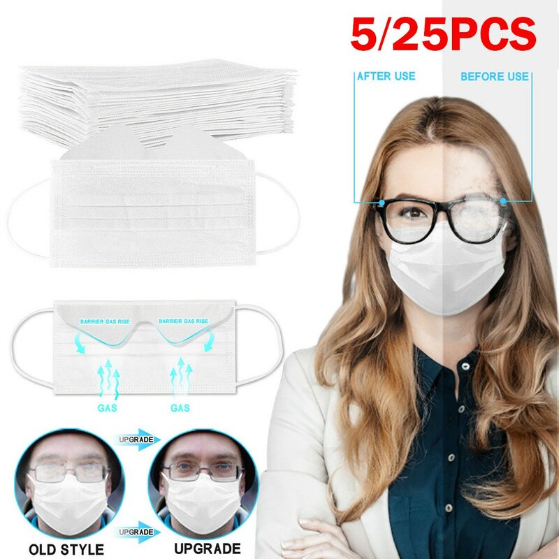 Anti-FOGหน้ากากทิ้งหน้ากากใบหน้า 3 ชั้นDisposable Face Maskสำหรับคนสวมแว่นตาสบายป้องกันฝุ่นmasque