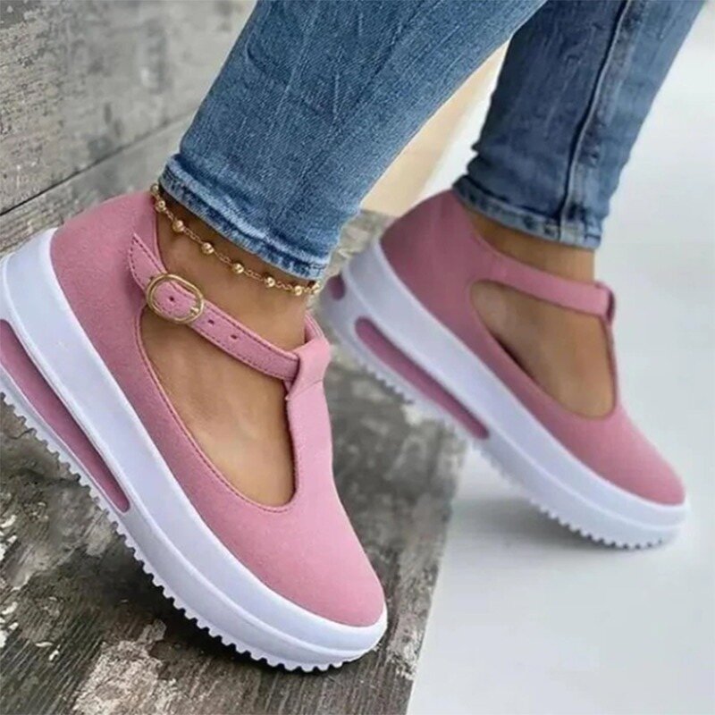 Nova chegada sandálias femininas moda estilo casual sapatos femininos cunhas sapatos de verão vulcanizados cor sólida fundo grosso