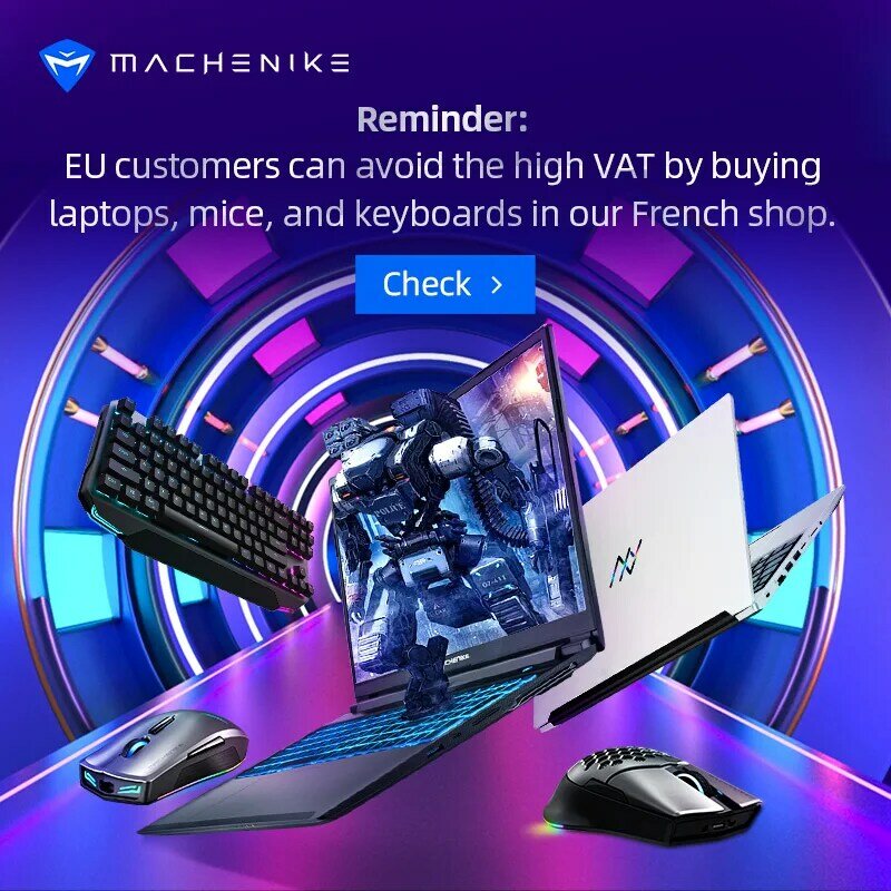 Игровой ноутбук Machenike T58-VB, i7, 10750H, GTX 1650Ti, 8 ГБ ОЗУ, 512 Гб SSD, 15,6 дюйма