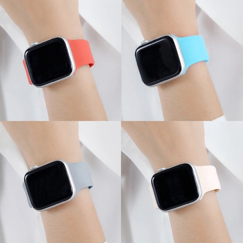 Silicone Strap for Apple watch 7 band 44mm 42mm 40mm 38mm Smartwatch rubber watchband Bracelet iWatch Series se 6543 Accessories