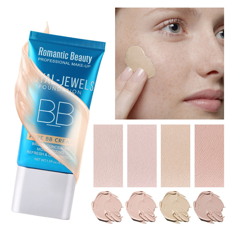 4 cores natural bb creme clarear rosto líquido fundação base maquiagem corretivo rosto duradouro clareamento facial cosméticos