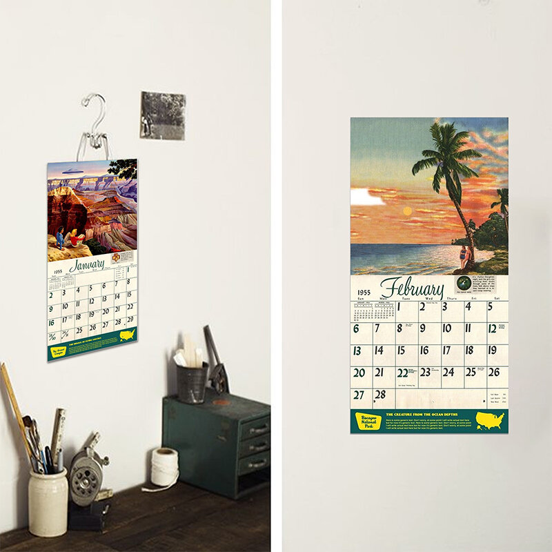 1 Pcs 2022 National Park Monsters Advent Calendar Home Decoration Dinosaur Wall Hanging Month Calendar Home Decor New Year Gift