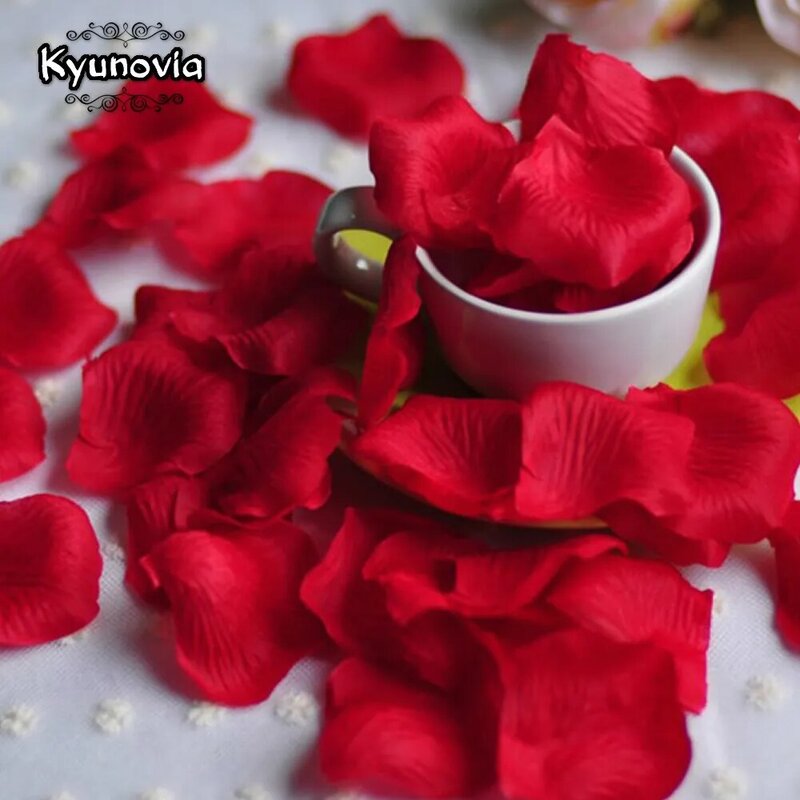 Kyunovia 1000pcs Fake Rose Petals Flower Girl Toss Silk Petal Artificial Petals For Wedding Confetti Party Event Decoration FR03