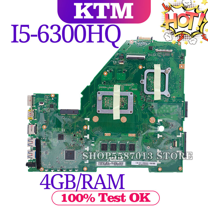 FH5900V para ASUS A550V X550VX X550VXK X550VQ W50V FX50V FZ50V 2.0 laptop motherboard 100% teste OK I5-6300H cpu 4G/RAM