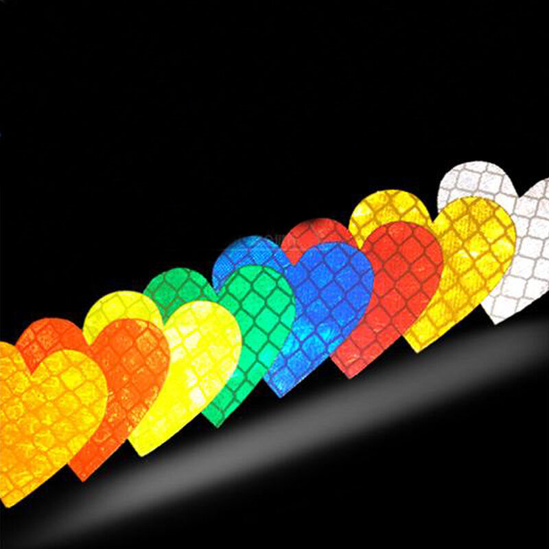 12pieces/set heart shape Auto Exterior Universal Safety Warning Mark Reflective Tape Motorcycle Bike reflective Car Stickers
