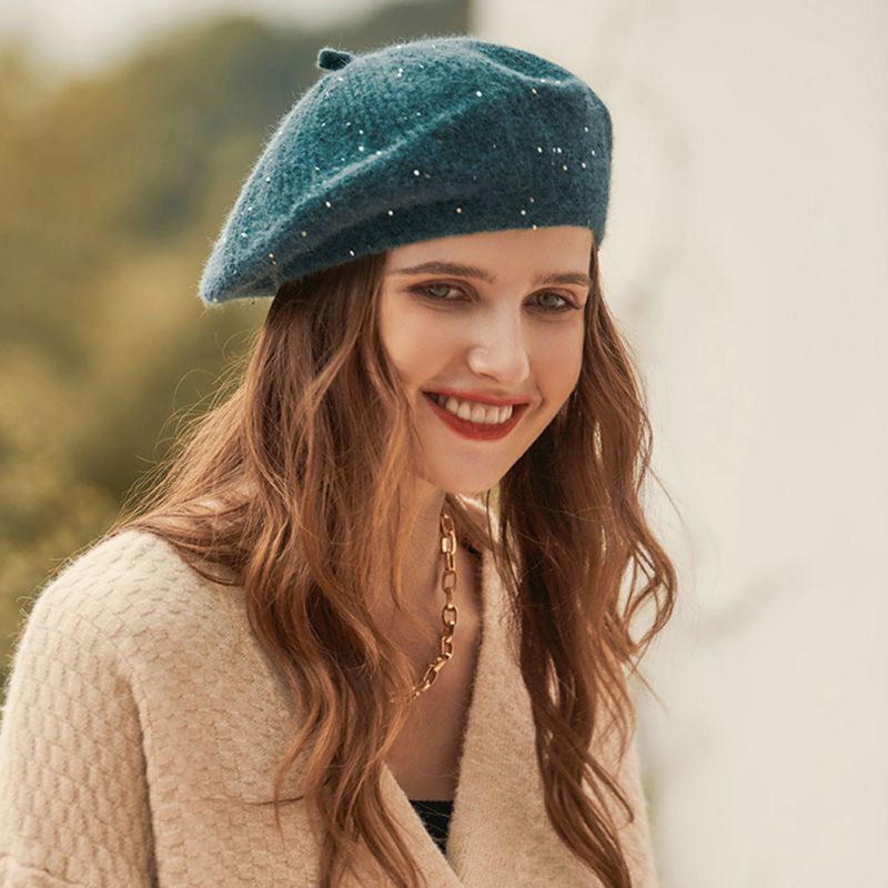 Inverno outono elegante boina lã malha quente estilo francês vintage pintor boné macio respirável temperamento abóbora chapéu para mulher