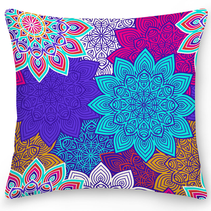 45*45cmDouble Side Mandala Print Pillow Case Polyester Square Cushion Cover Throw Pillow Office Sofa Pillow Home Decoration