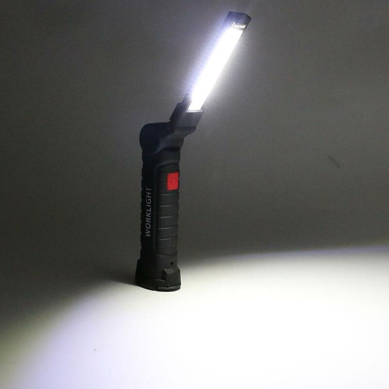 Luz de trabajo LED COB de 5 modos, linterna magnética recargable por USB, lámpara de inspección Flexible, luz de trabajo para Camping, batería integrada