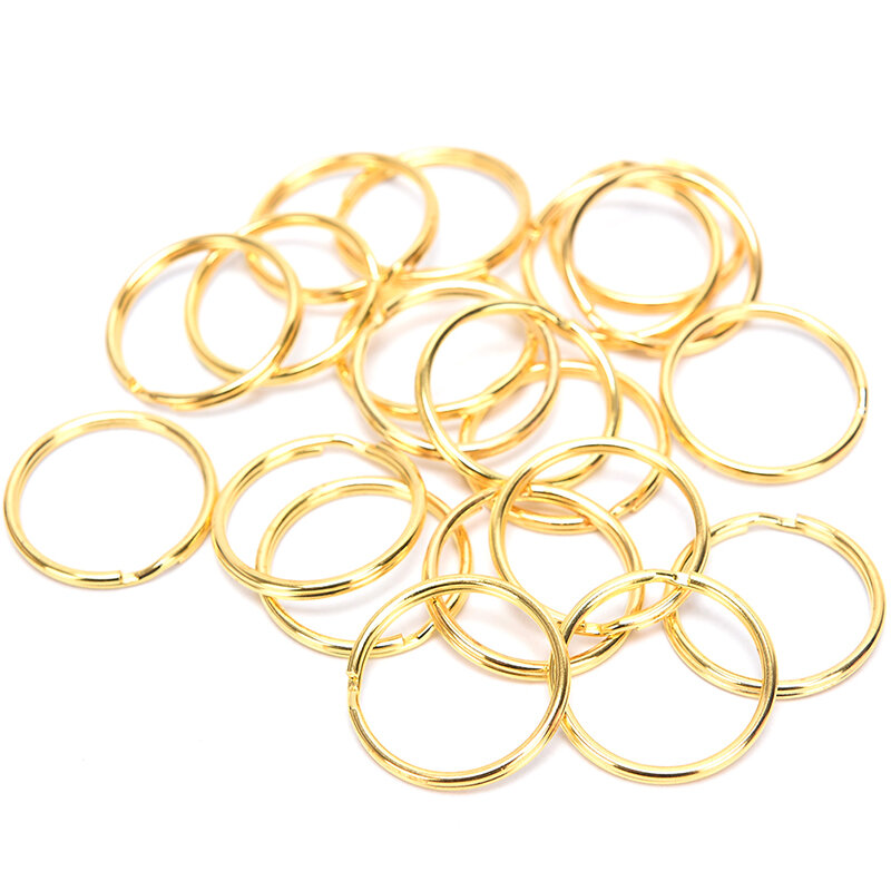 20 unids/lote de hebilla de correa de bolso DIY, 25mm, anillos divididos redondos, llavero de Color dorado, llavero con agujero