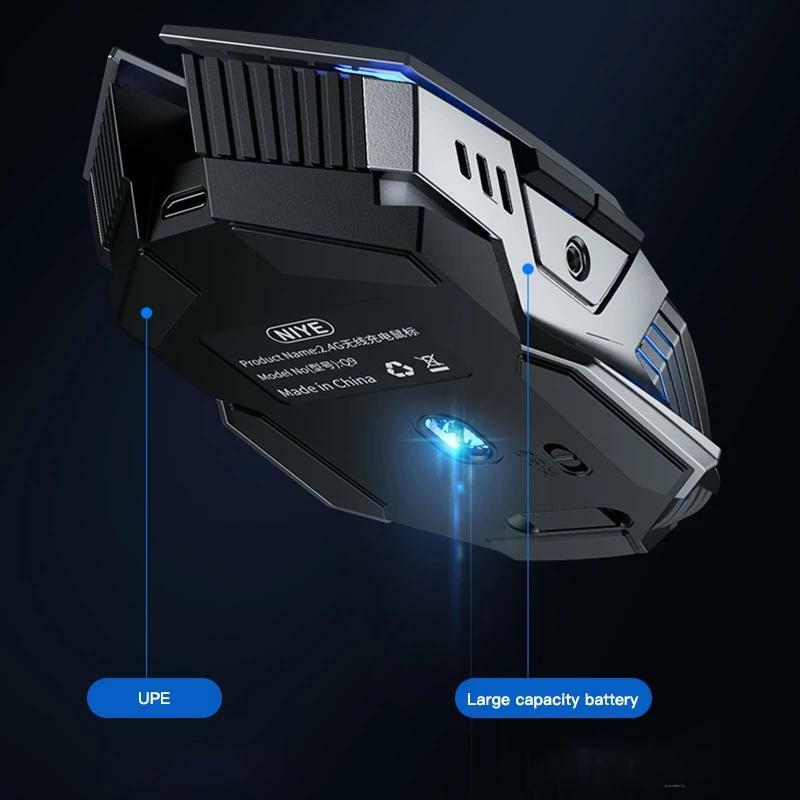 ไร้สายแบบชาร์จไฟได้เมาส์สำหรับเล่นเกม E-Sports กินไก่พิเศษ Mechanical Luminous Mouse