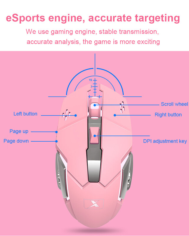 Teclado inalámbrico para juegos, juego de ratón recargable para PC, retroiluminado, sensación mecánica, para jugadores