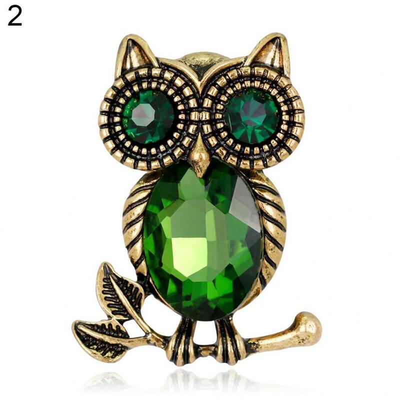 Fashion Delicate Owl Brooches Korean Trendy Zinc Alloy Imitation Rhinestone Blue Brooch Badge Pin Female Man Gifts Accessories