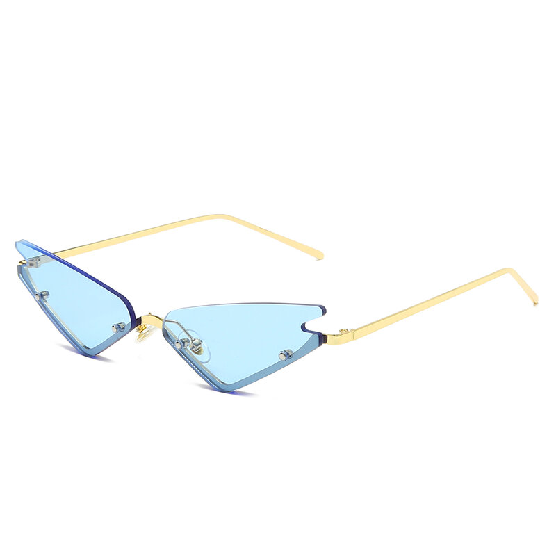 Marka projekt moda kobiety okulary Lady Metal Rimless okulary przeciwsłoneczne kocie oczy UV400 okulary odcienie okulary óculos de sol
