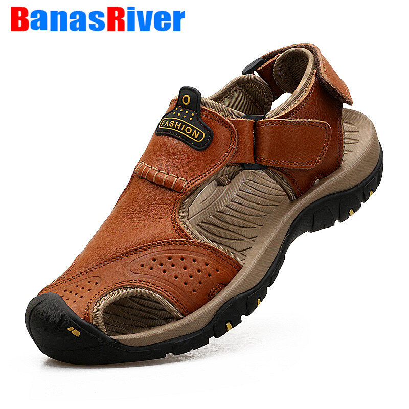 NEW Classic Men's Sandals Summer Soft Comfortable Shoes Leather Big Size Soft Outdoor Roman Fashion Outdoor Casual Walking Flats