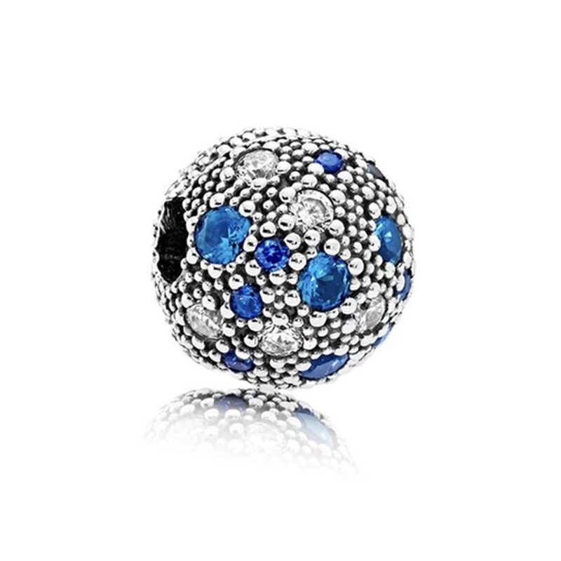 Série de perles bleues en forme de traîneau, bonhomme de neige, arbre de noël, étoiles, convient aux bracelets à breloques Pandora originaux, bricolage de bijoux, cadeau