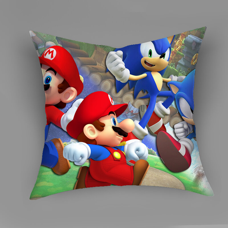 Soft Super Mario เบาะรองนั่ง Home Decor หมอนครอบคลุมห้องนอนโซฟาตกแต่งปลอกหมอน45X45ซม