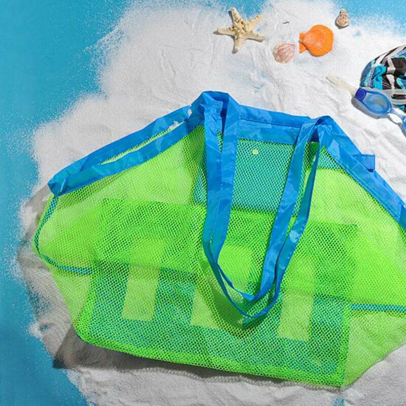 كبير كيس شبكي للشاطئ طوي خفيفة الوزن حقيبة ألعاب في الهواء الطلق لعبة للشاطئ حقيبة التخزين السريع التجريف أداة الحطام تخزين شبكة حقيبة