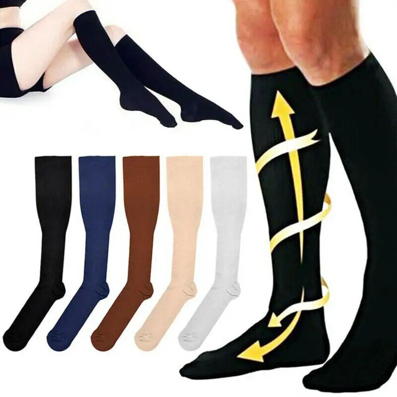 Neue Unisex Socken Kompression Strümpfe Druck Krampfadern Strumpf knie hohe Bein Unterstützung Stretch Druck Circulatio
