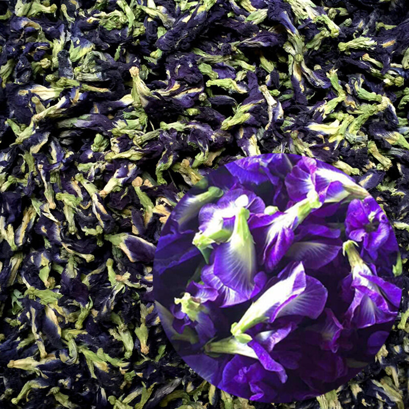 Brinquedo de chá de ervas 500g, borboleta azul de chá seco, orgânico natural azul para cozinha, perda de peso, comida de saúde colorida