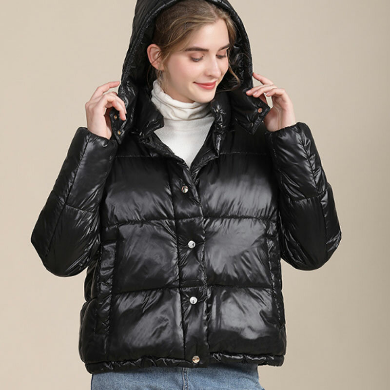 Abrigo con capucha para mujer, Chaqueta de manga larga con un solo pecho, talla grande, color negro, 2021