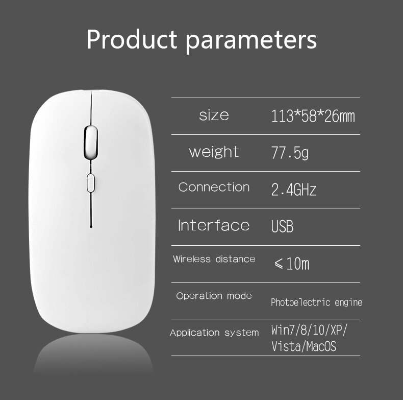 Baru 2.4G Mouse Nirkabel Pengisian Daya Isi Ulang Ultratipis Mouse Diam Permainan Kantor Gamer Mouse Opto-elektronik untuk Rumah Kantor