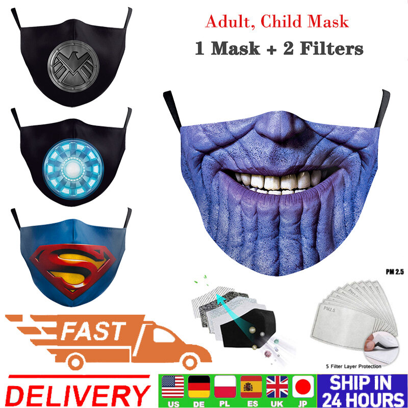 Máscara de boca do miúdo bonito impressão dos desenhos animados crianças máscara protetora pm 2.5 lavável reutilizável poeira adulto máscaras outddoor facemask