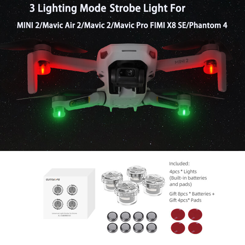 DJI FPV แฟลช Strobe โคมไฟ Night Flight Light สำหรับ DJI Mavic Air 2S /Mavic Mini 2/Phantom 4 FIMI X8 SE Drone อุปกรณ์เสริม