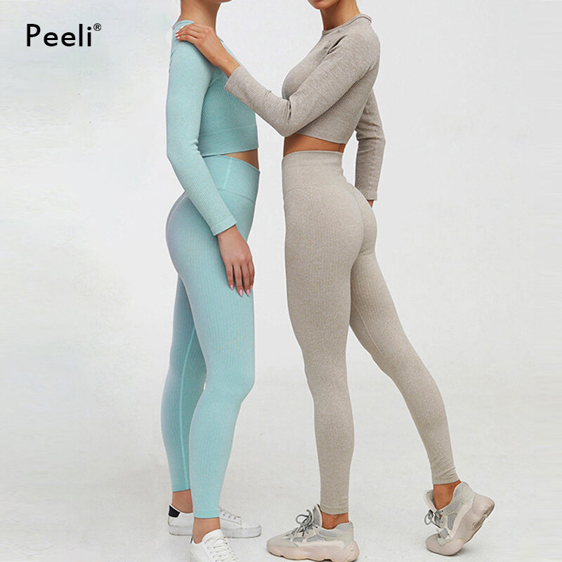 Conjunto de ropa de Yoga para mujer Leggings sin costuras chándal Top cort 