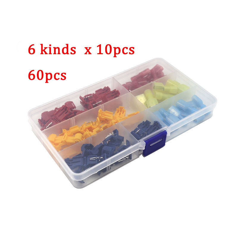T Tap Wire Connectors Spade Terminals Hand Tool Set,T-Tap Snap Splice Lock Wire Male Quick Spade Terminal Connector Assorted Kit