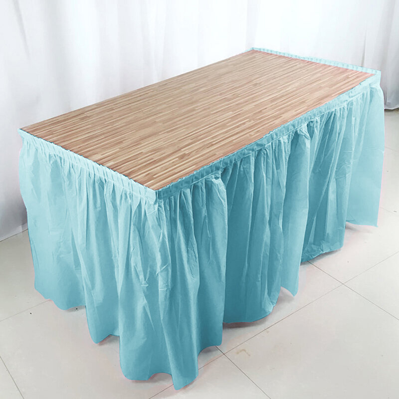 HAZY Disposable Table Skirt PEVA Table Skirting Wedding Party Table Cover for Birthday Party Festival Decoration 73x420cm